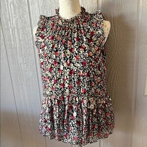 Kate Spade Black and Pink Floral Blouse